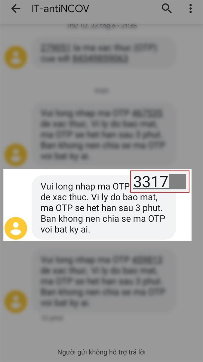 Mã OTP qua tin nhắn