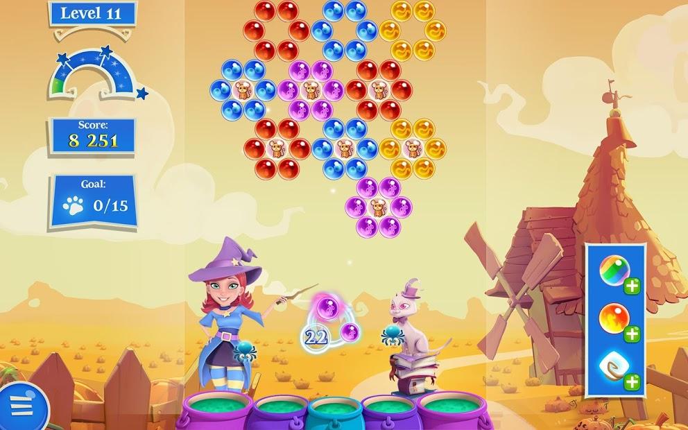 Màn chơi Bubble Witch 2 Saga với các quả bóng đầy màu sắc