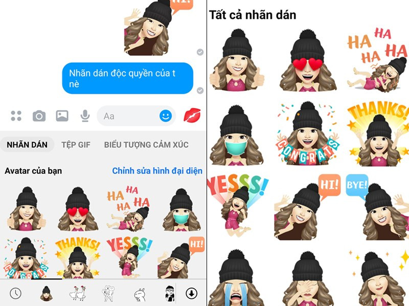 Tự tạo Sticker Độc Đáo trên Messenger với Avatar Cá Nhân