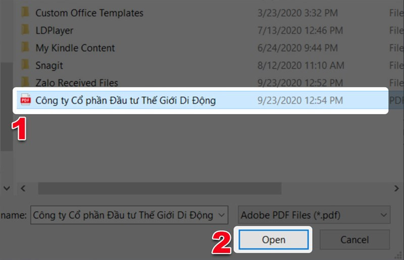 Mở file PDF từ giao diện