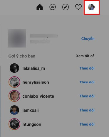 Mở Instagram trên máy tính &gt; Nhấn vào ảnh đại diện của bạn ở góc trên bên phải