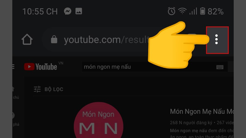 Mở menu trên Chrome