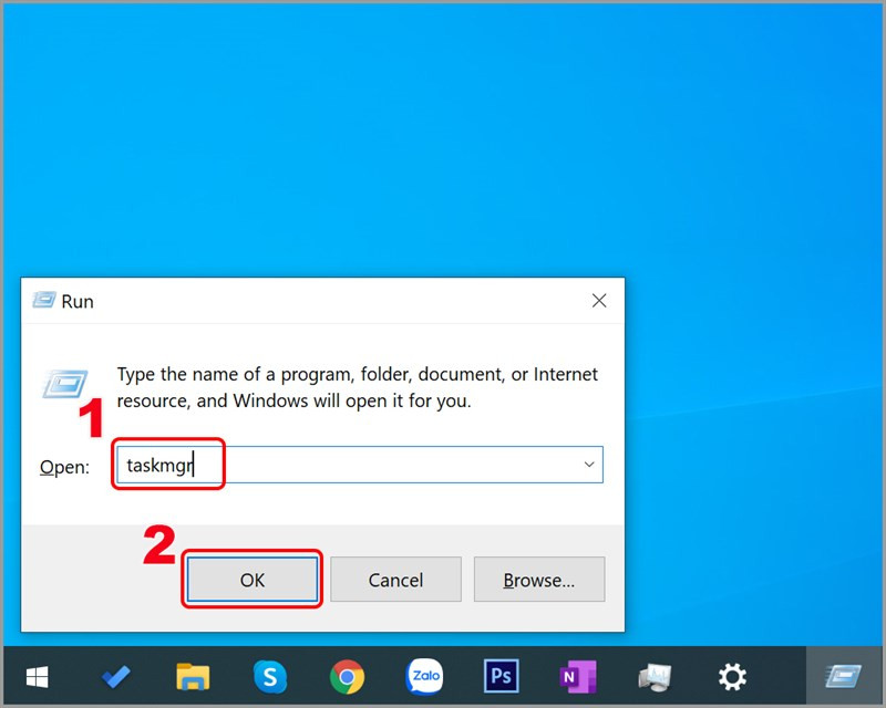 Mở Task Manager trong hộp thoại Run