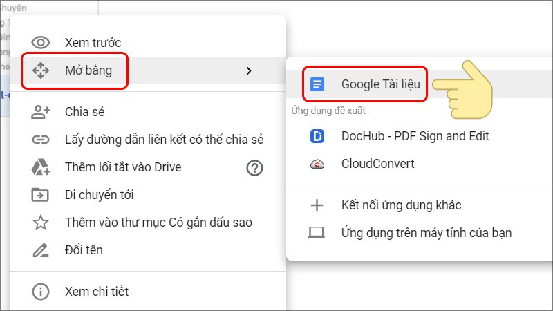 Mở tệp h&igrave;nh ảnh bằng Google T&agrave;i liệu