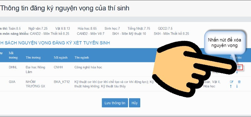 Nhấn nút Xóa