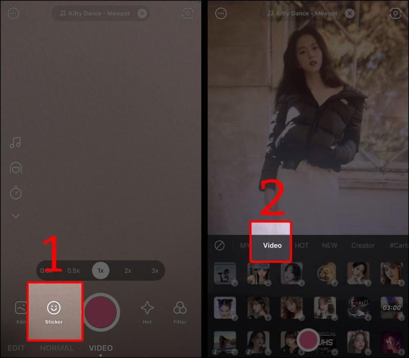 Nhấn Sticker và chọn mục Video