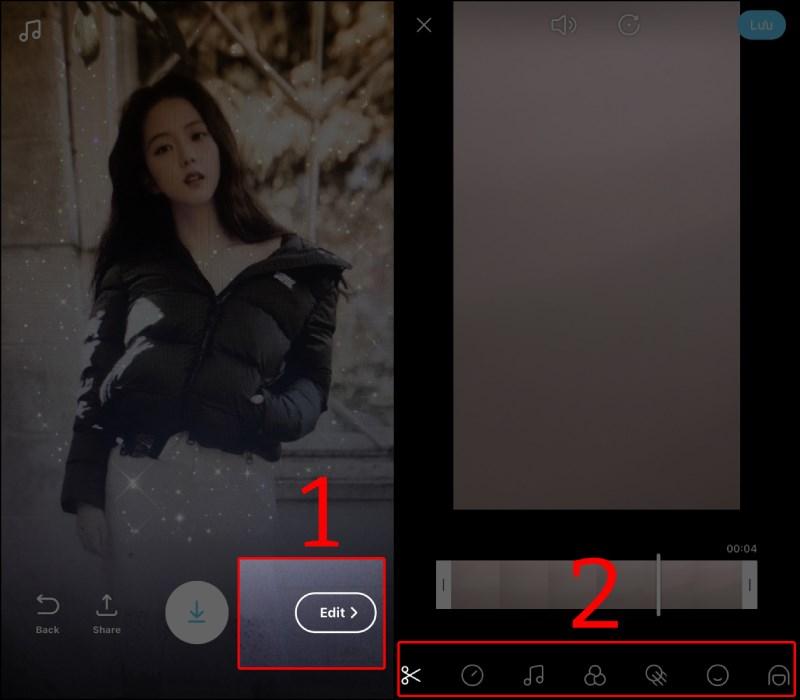 Nhấn vào nút Edit và chọn công cụ chỉnh sửa video