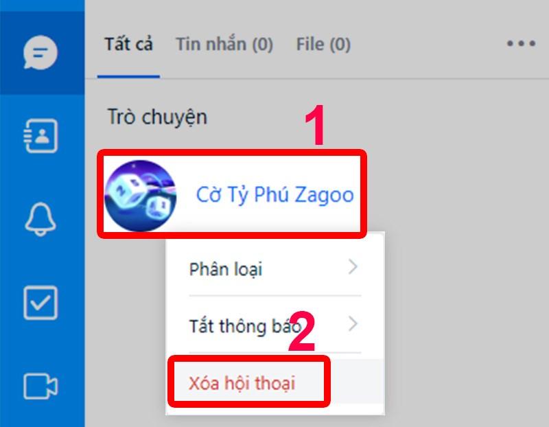 Nhấn Xóa hội thoại.