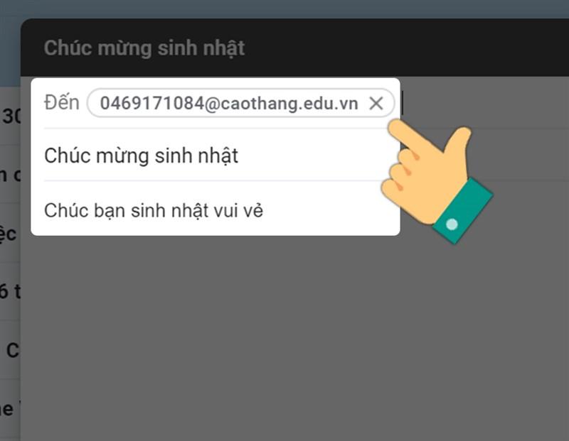 Nhập email người nhận và nội dung email