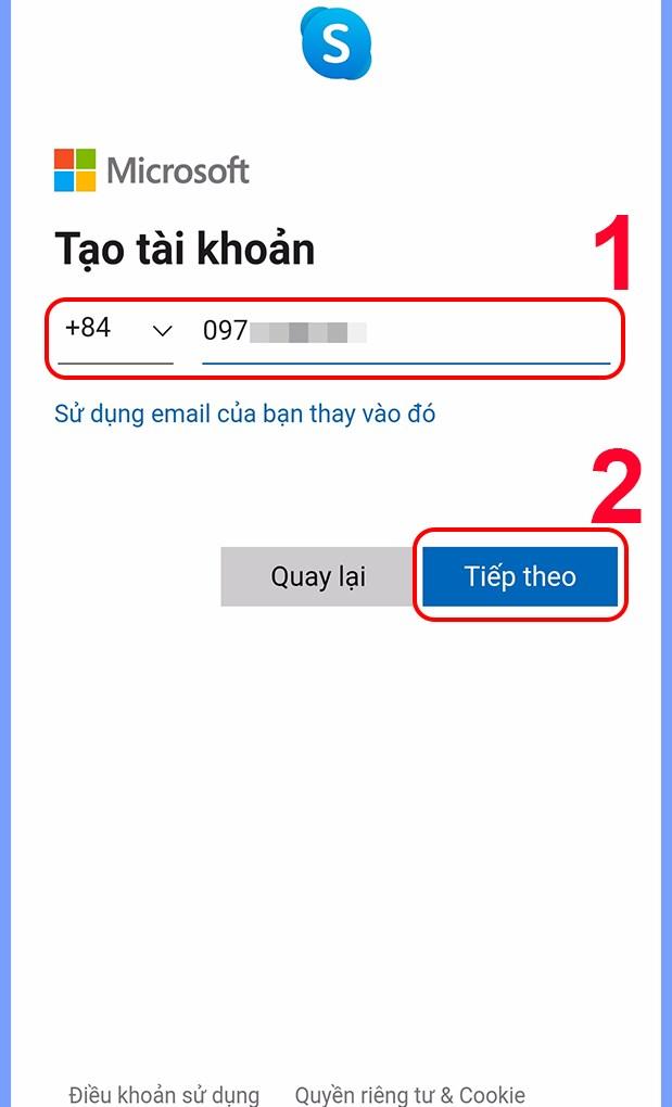 Nhập số điện thoại