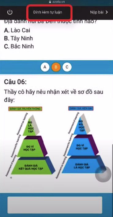 Nộp bài tự luận trên Azota điện thoại