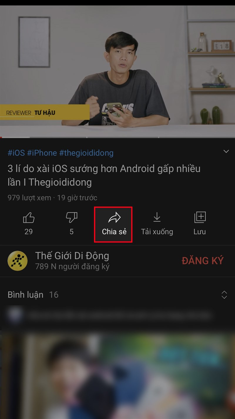 Nút chia sẻ video trên website