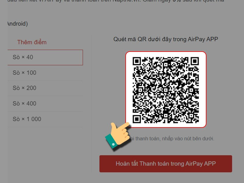 Quét mã QR Airpay