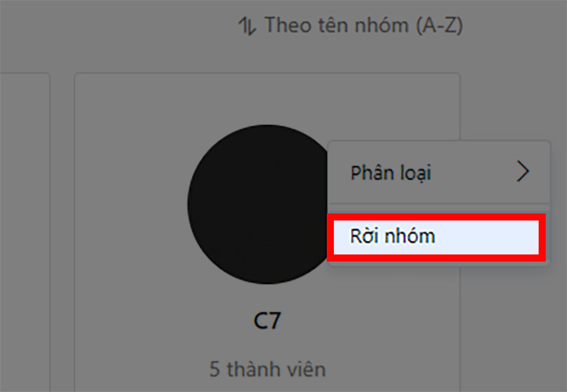 Rời nh&oacute;m Zalo tr&ecirc;n m&aacute;y t&iacute;nh