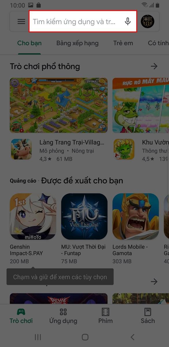 Sau đ&oacute; chọn v&agrave;o &ocirc; t&igrave;m kiếm v&agrave; t&igrave;m Gacha Club.