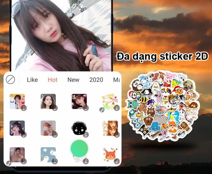 Sticker 2D đa dạng trên Wuta Camera