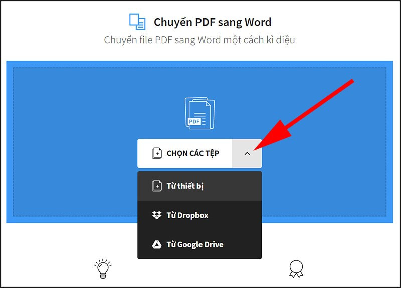 Tải file PDF lên Smallpdf