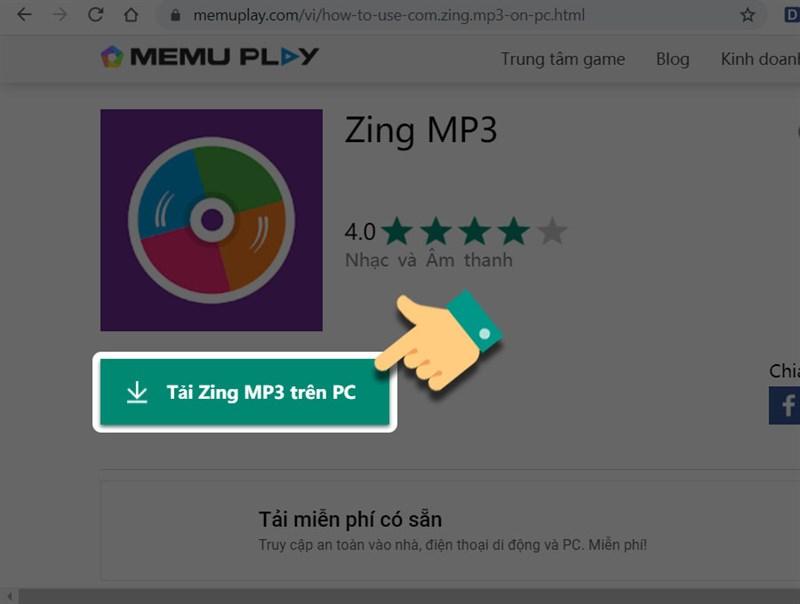 Tải zing MP3 trên PC.