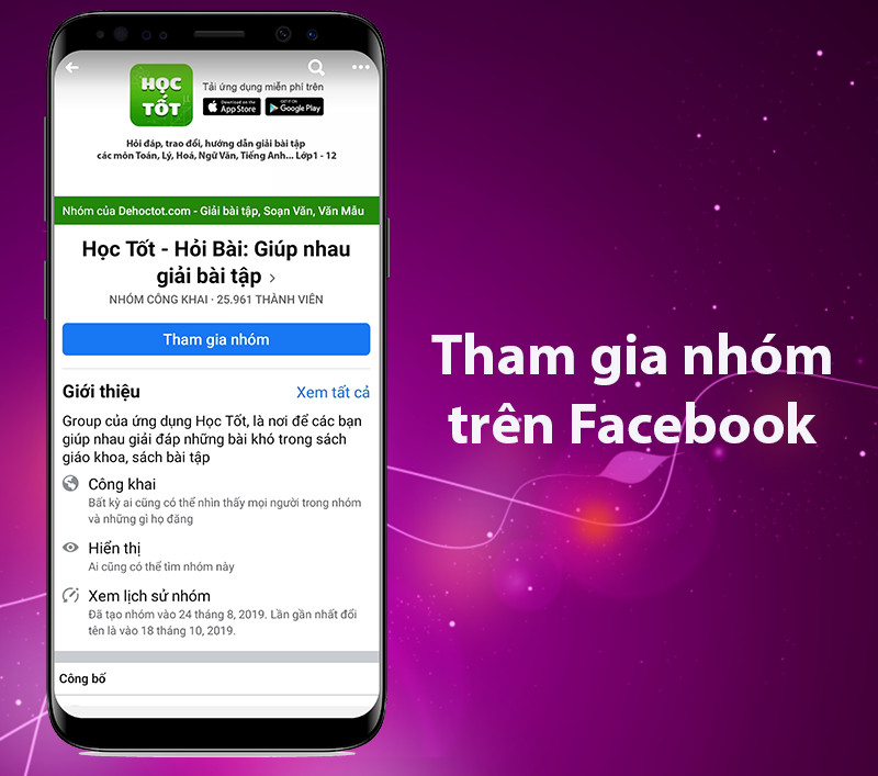 Tham gia nh&oacute;m hỏi đ&aacute;p, giải b&agrave;i tập tr&ecirc;n Facebook