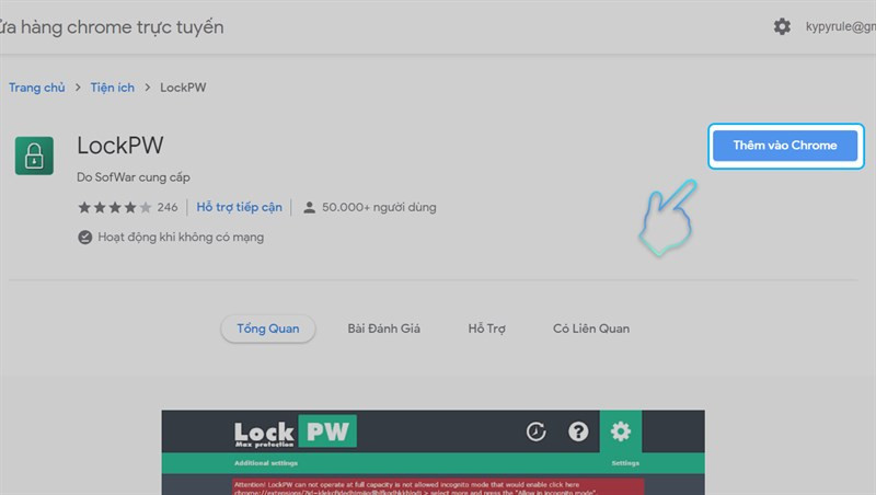 Thêm LockPW vào Chrome