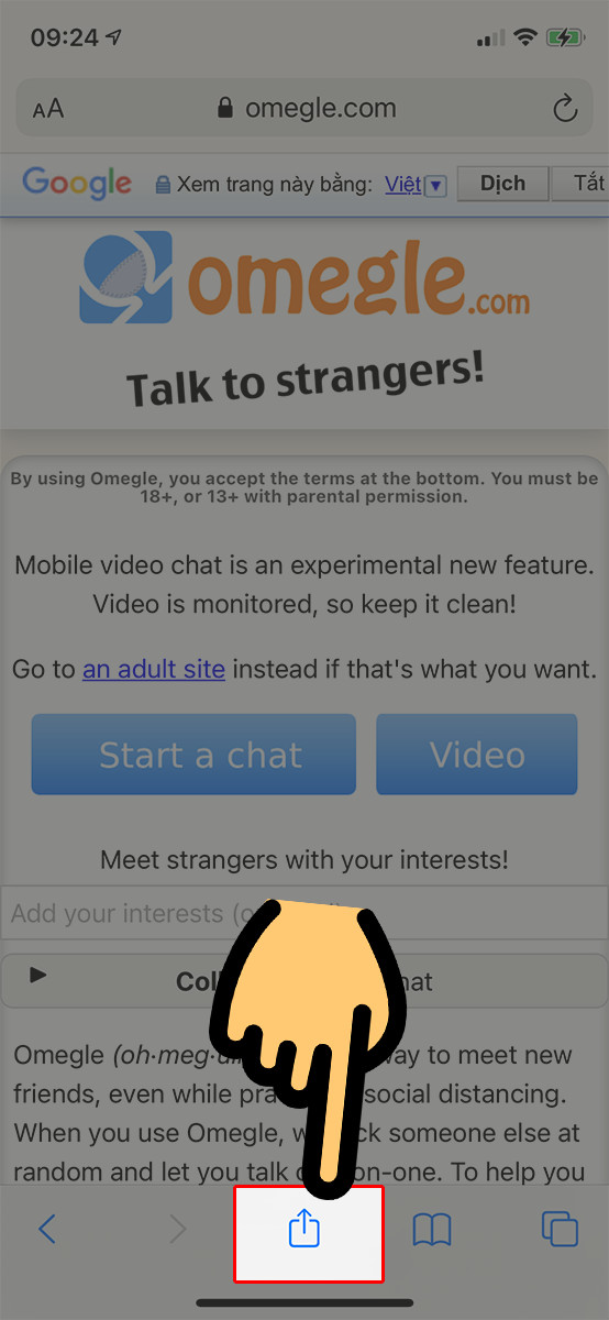 Thêm Omegle vào màn hình chính iOS