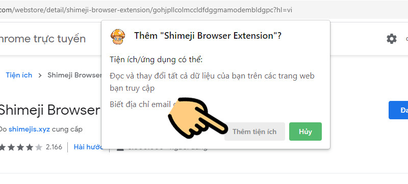 Thêm tiện ích Shimeji