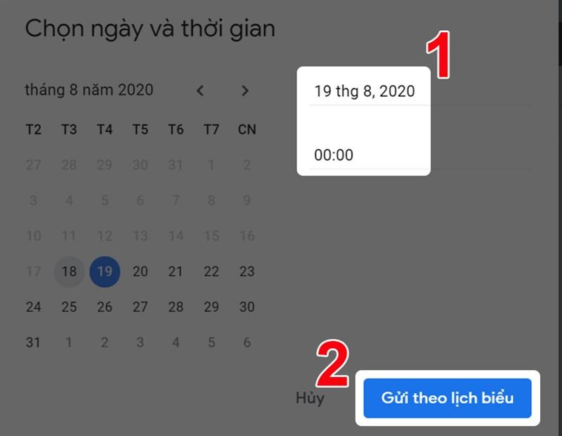 Thiết lập ngày giờ gửi email tự động