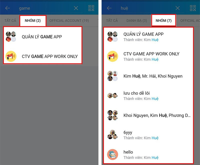 Tìm kiếm nhóm chat Zalo theo 2 cách