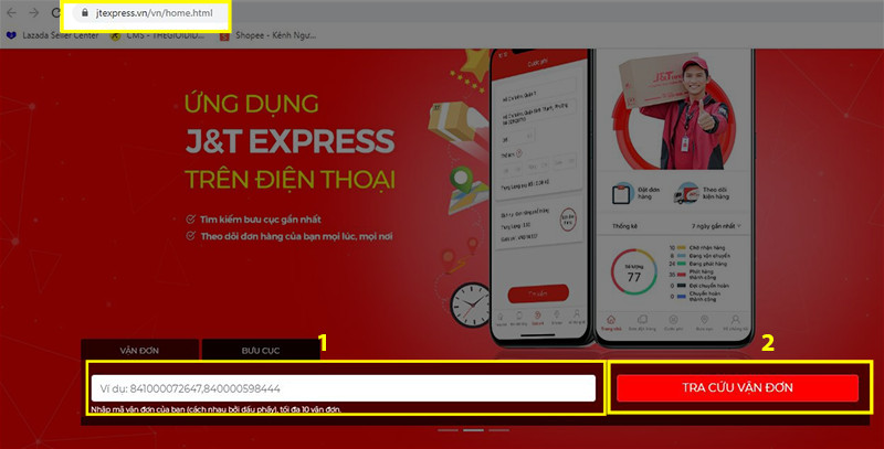 Truy cập website J&T Express