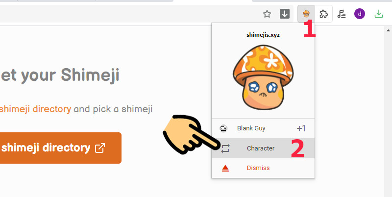 Tùy chỉnh Shimeji trên trình duyệt