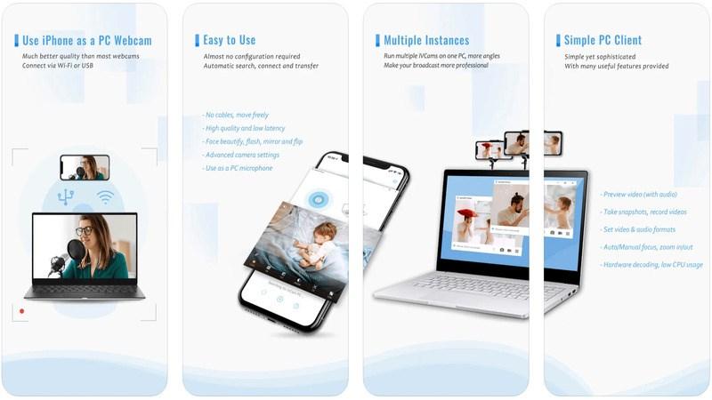 Ứng dụng iVCam Webcam trên điện thoại