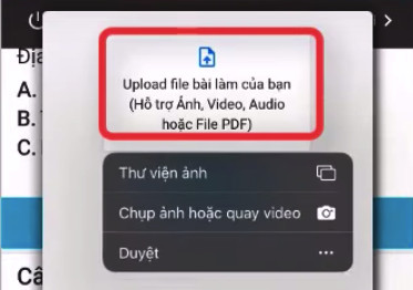 Upload bài tự luận trên Azota điện thoại