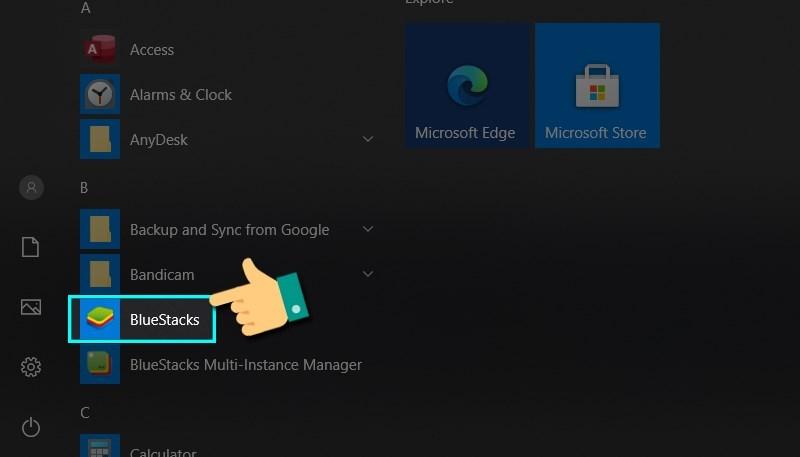 Vào phần mềm BlueStacks