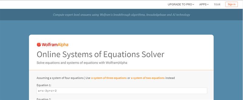 WolframAlpha: Giải hệ phương tr&igrave;nh online nhiều ẩn