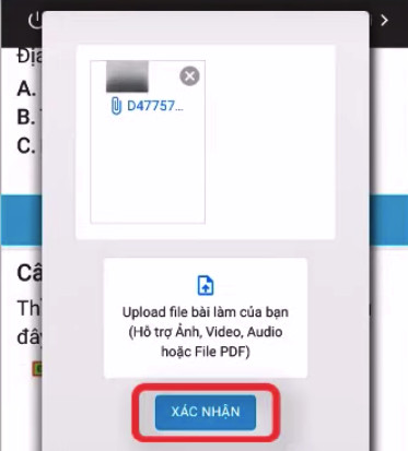 Xác nhận và nộp bài trên Azota điện thoại
