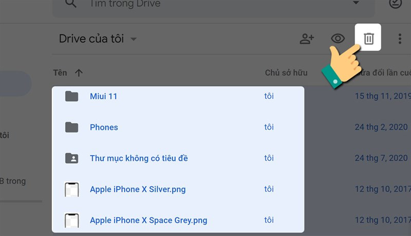 Xóa tệp trong Google Drive