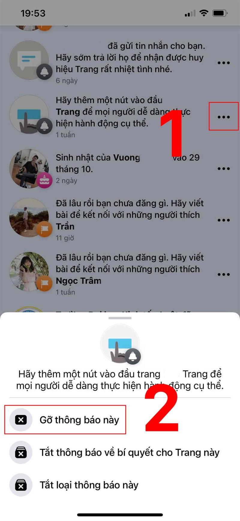 Xóa thông báo Facebook trên điện thoại