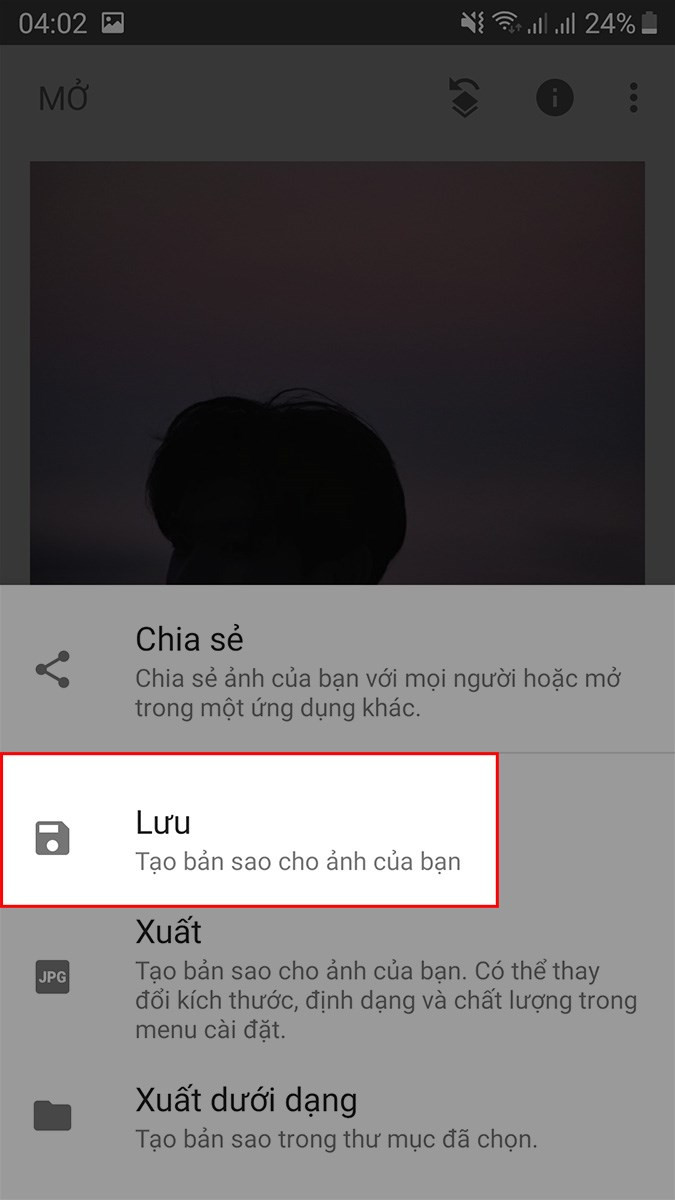 Xuất và lưu ảnh