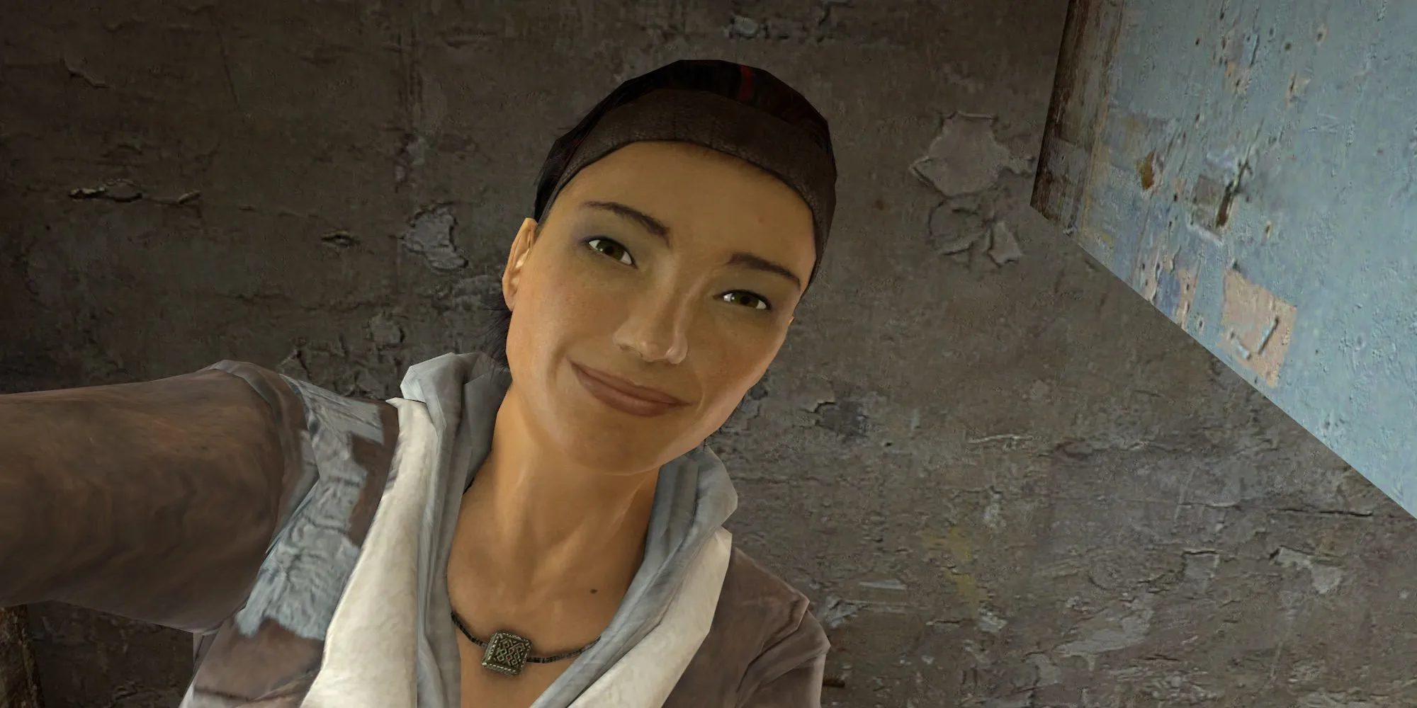 Alyx Vance đang giải cứu Gordon Freeman trong một phân cảnh hành động của Half-Life 2.