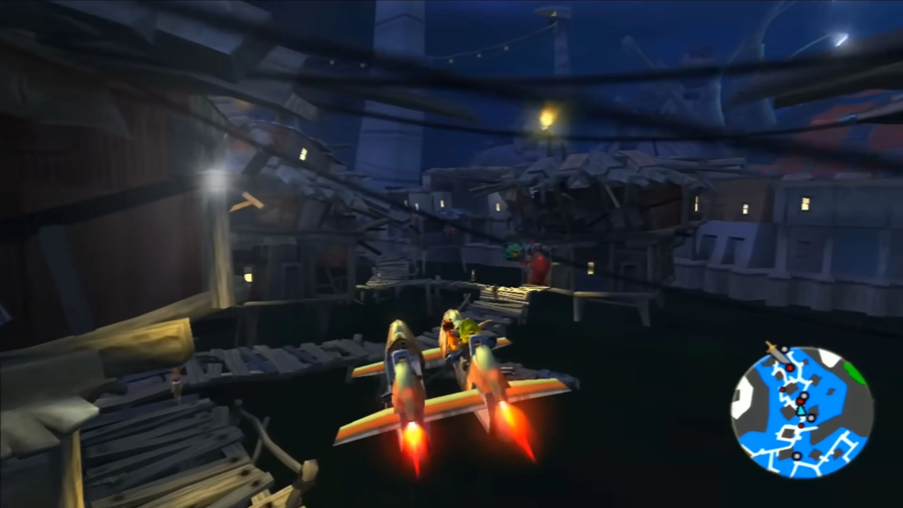 Ảnh chụp màn hình gameplay của Jak II: Renegade với nhân vật Jak đang hành động.