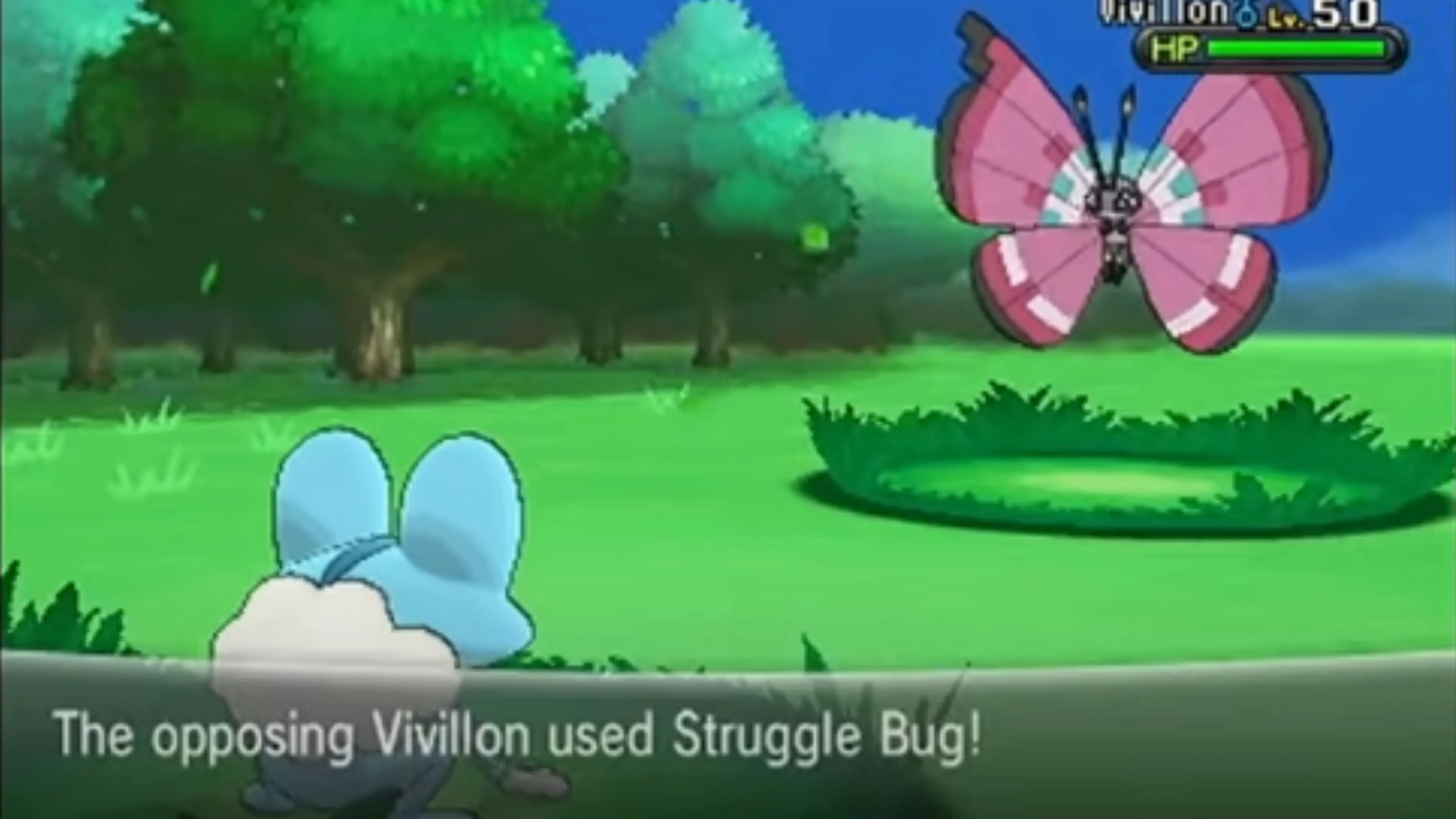 Ảnh chụp màn hình trong game Pokémon X and Y hiển thị trận đấu Pokémon