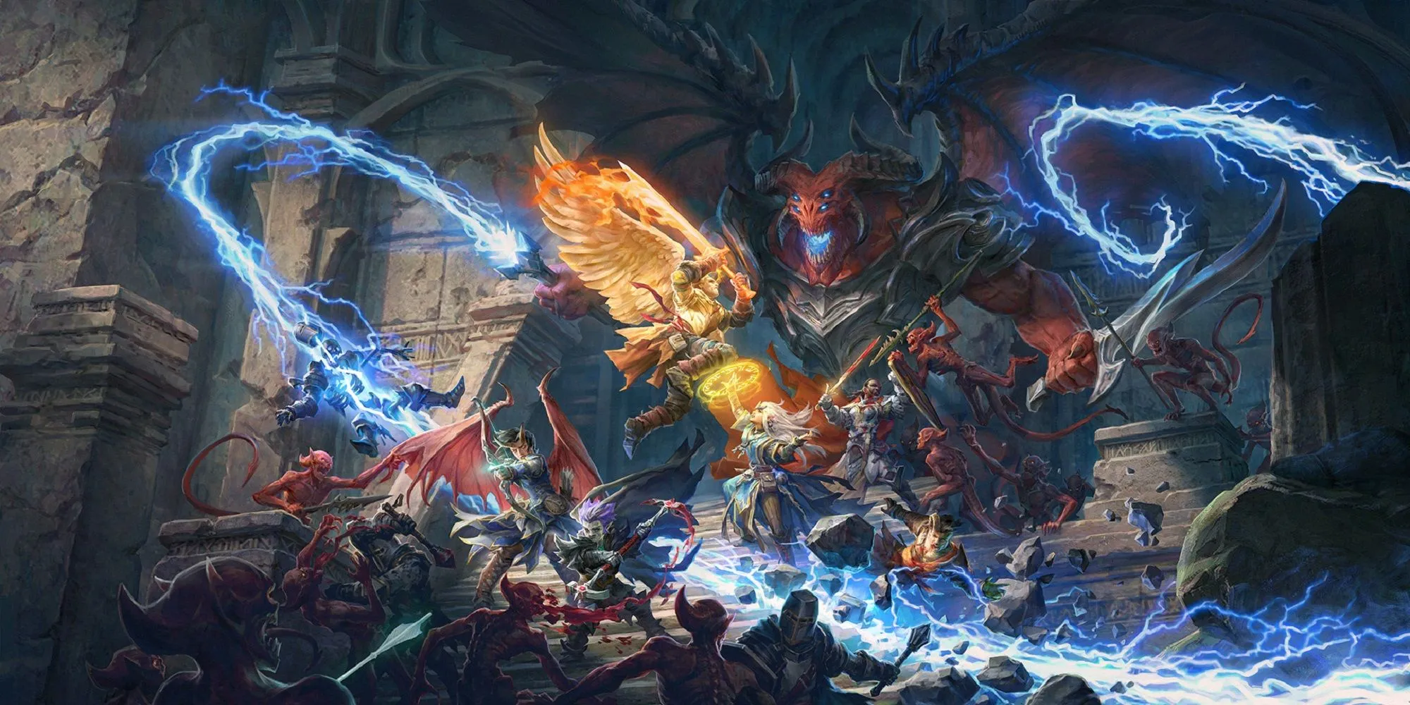 Ảnh concept nghệ thuật Pathfinder Wrath of the Righteous với một con quỷ khổng lồ