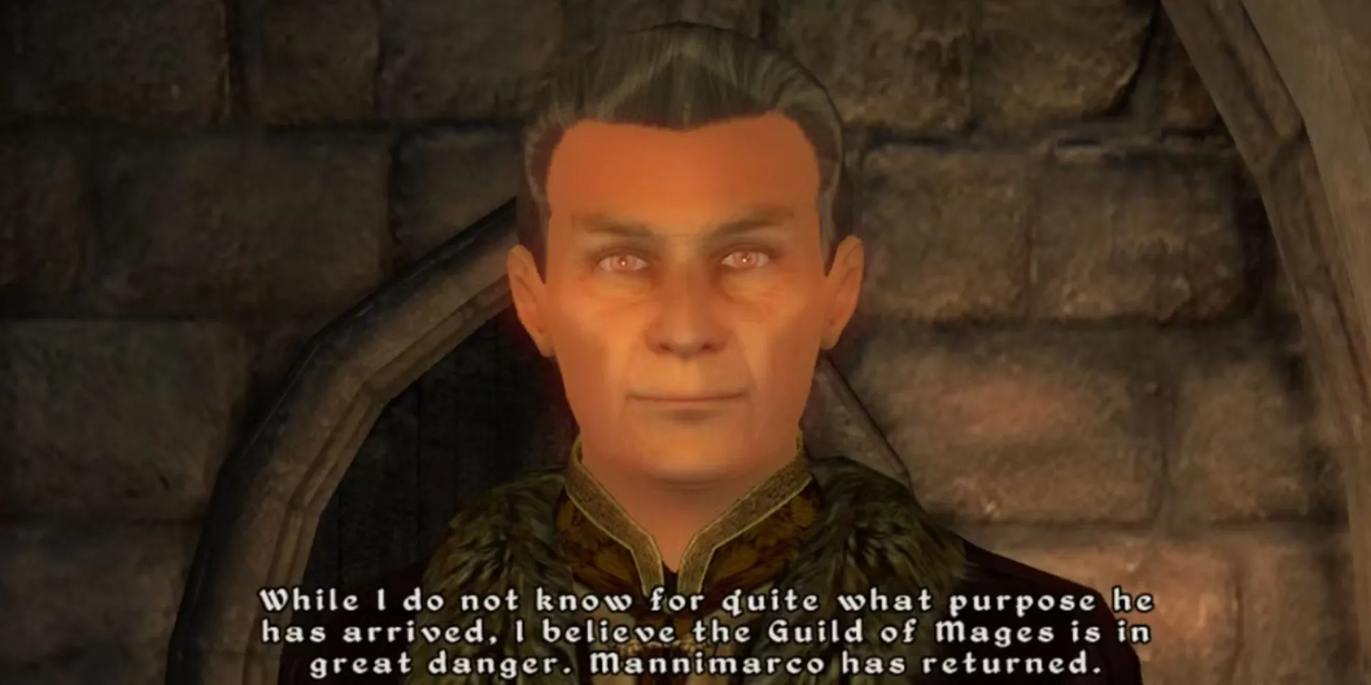 Bá tước Hassildor cảnh báo Mages Guild trong game Oblivion.