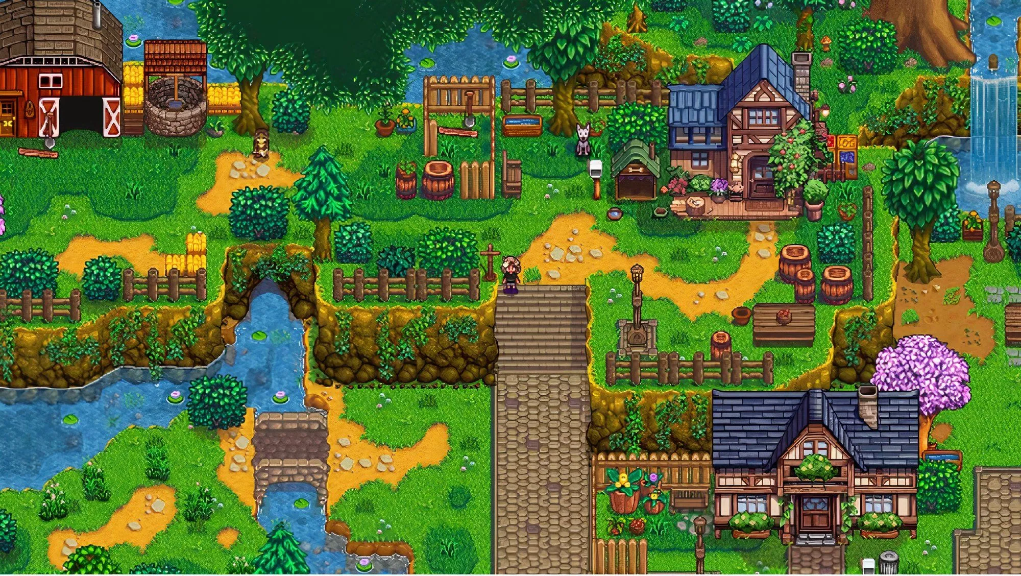 Bản mod Baldur's Village kết hợp đồ họa pixel của Stardew Valley với các nhân vật Baldur's Gate 3 trong một khung cảnh mới