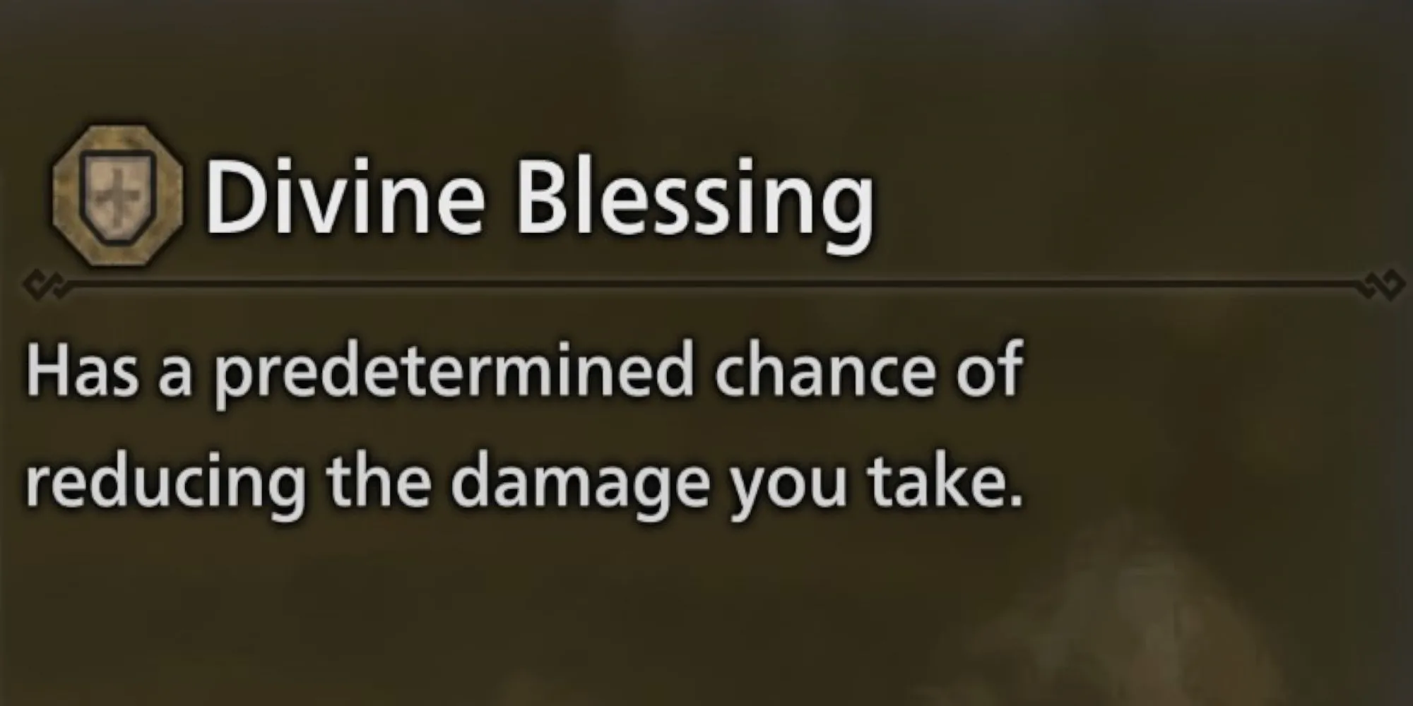 Biểu tượng kỹ năng Divine Blessing trong Monster Hunter Wilds, thể hiện sự may mắn giảm sát thương
