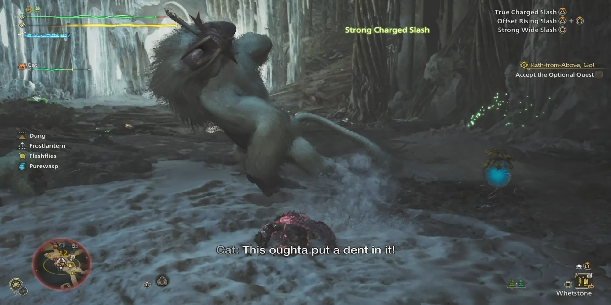 Blangonga, quái vật khỉ tuyết hung dữ trong Monster Hunter Wilds, đang gầm thét giữa vùng đất băng giá.
