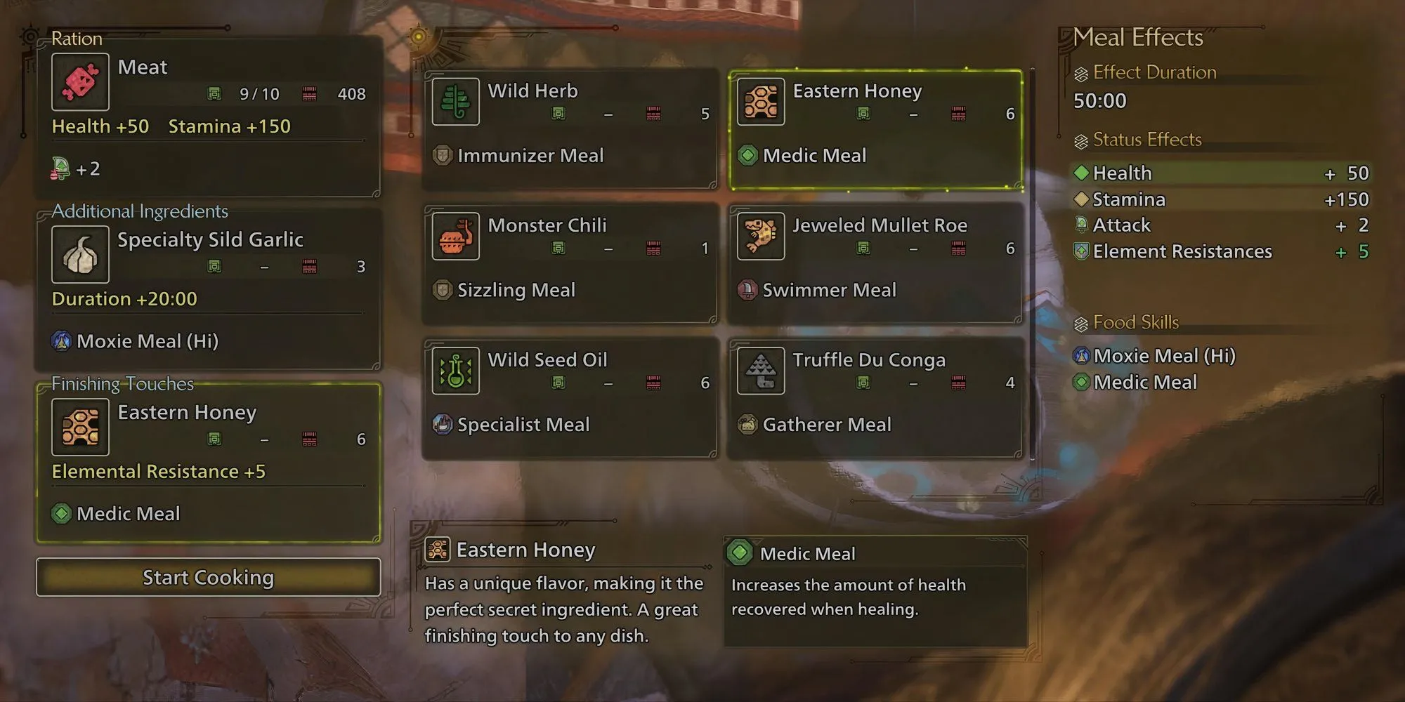 Các loại gia vị hoàn thiện cao cấp trong Monster Hunter Wilds