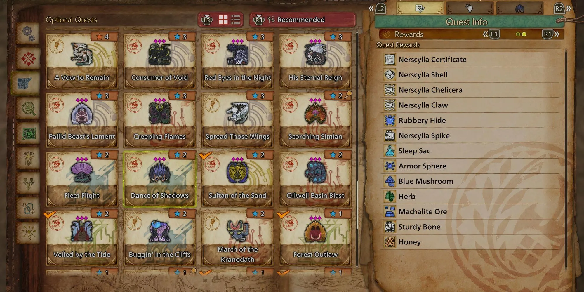 Các nguyên liệu quý hiếm thu được từ việc đánh bại Nerscylla trong Monster Hunter Wilds