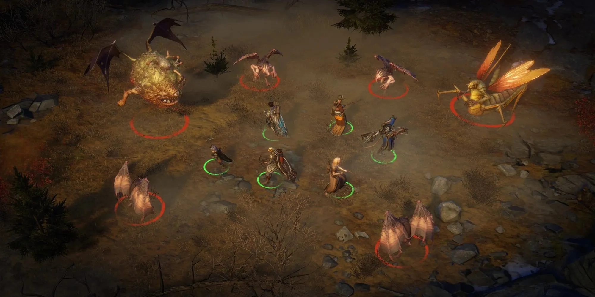Các nhân vật trong Pathfinder Wrath of the Righteous chiến đấu với nhiều kẻ thù khác nhau