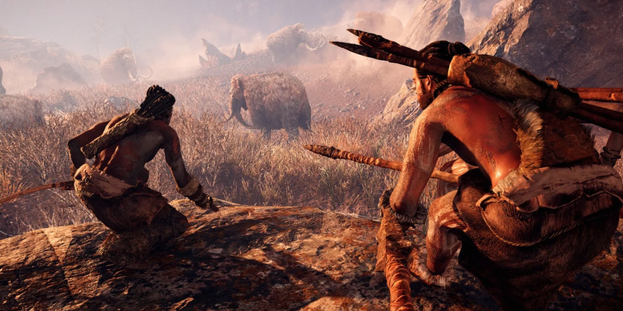 Cảnh săn voi ma mút trong Far Cry Primal thời tiền sử